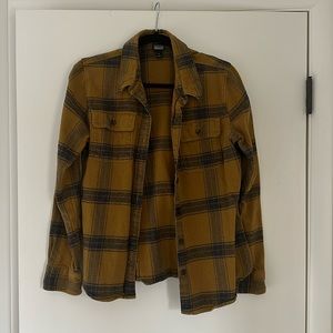***Patagonia*** Organic Cotton Womens Flannel, small, dark blue/golden yellow